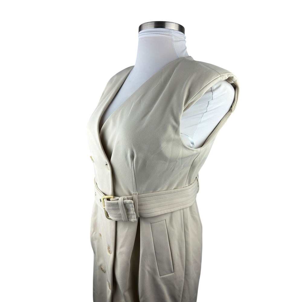 Calvin Klein Sleeveless Double Breasted Belted Trench Dress Tan Women's Size 12 - Picture 5 of 10